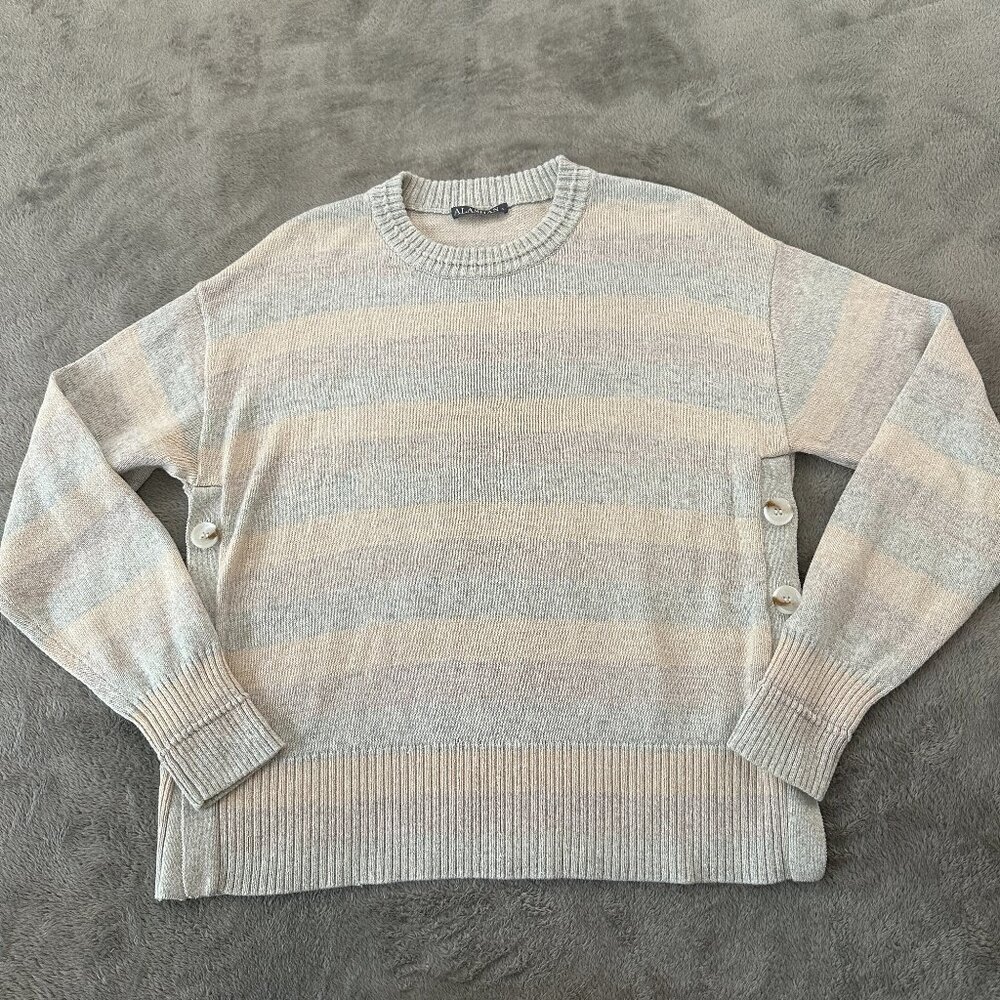 Alashan Cotton Cashmere Long Sleeve Sweater Women's LARGE Gray Beige